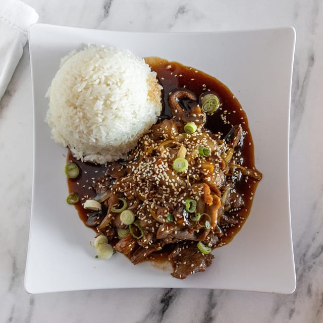 Mongolian Beef with Rice.